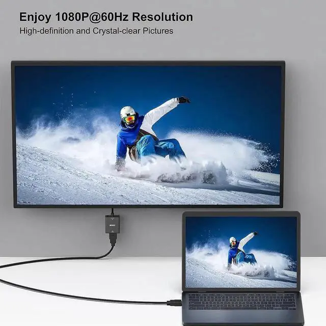 Alt view image 5 of 7 - JAENFONG HDMI to VGA Uni-Directional HDMI Computer to VGA Monitor Adapter (Female to Male) with 3.5mm Audio Jack Compatible with TV Stick Computer Desktop Laptop PC Monitor Projector Xbox