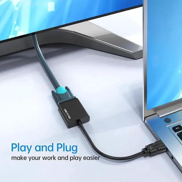 Alt view image 2 of 6 - JAENFONG HDMI to VGA Adapter 2 Pack HDMI to VGA Converter Gold-Plated Male to Female Duplicate Extend Screen for Computer Desktop Monitor Projector HDTV Chromebook