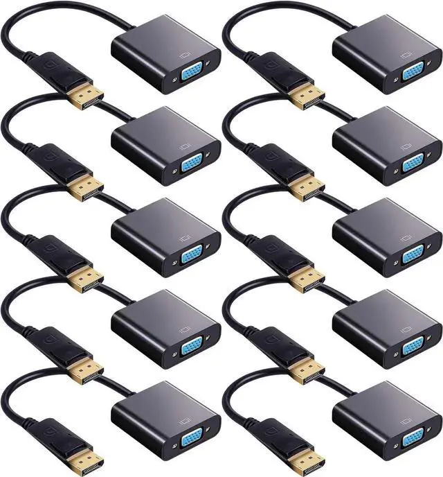 Main image of JAENFONG 20 Pack HDMI to VGA Adapter Converter Bulk Gold Plated Black HDMI to VGA Cable Compatible with Raspberry Pi Computer Desktop Laptop Monitor HDTV Projector