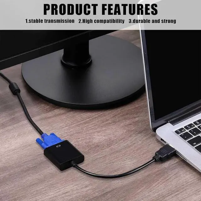 Alt view image 4 of 7 - JAENFONG 20 Pack HDMI to VGA Adapter Converter Bulk Gold Plated Black HDMI to VGA Cable Compatible with Raspberry Pi Computer Desktop Laptop Monitor HDTV Projector