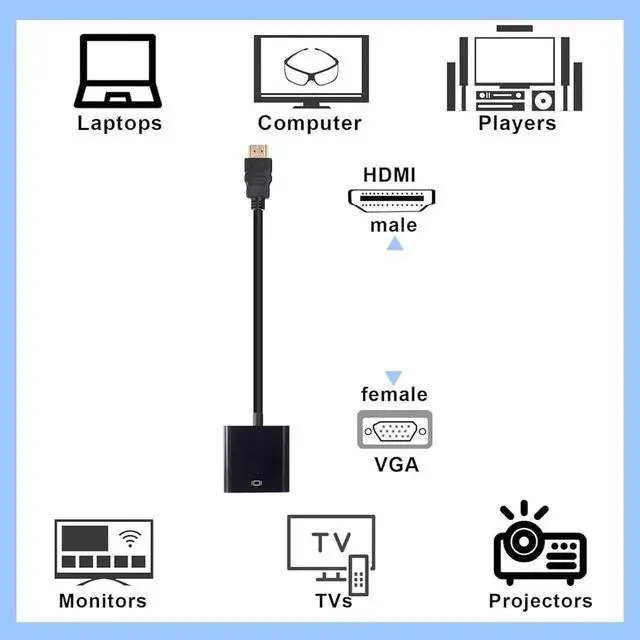 Alt view image 5 of 7 - JAENFONG 20 Pack HDMI to VGA Adapter Converter Bulk Gold Plated Black HDMI to VGA Cable Compatible with Raspberry Pi Computer Desktop Laptop Monitor HDTV Projector