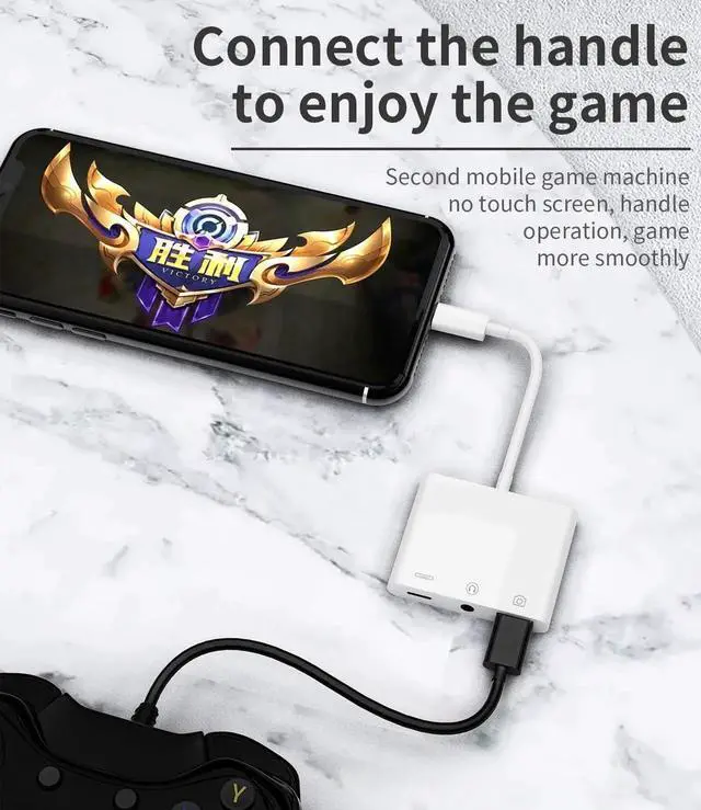 Alt view image 6 of 7 - Certified for iPhone Headphone Adapter 3.5mm AUX Audio Jack and Charger Extender Dongle Earphone Headset Converter Lightning Male to USB Female OTG Cable Camera Memory Connector Kit Splitter