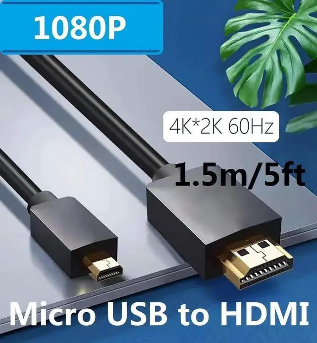 Alt view image 7 of 7 - Micro USB to HDMI Converter 4K 1080P HDMI Extender Cable 1.5M/ 5ft Adapter Copy and Expand Videos Pictures from Mobile Phone or Tablet to HDTV Monitor Projector Compatible with HDMI-supporting TVs