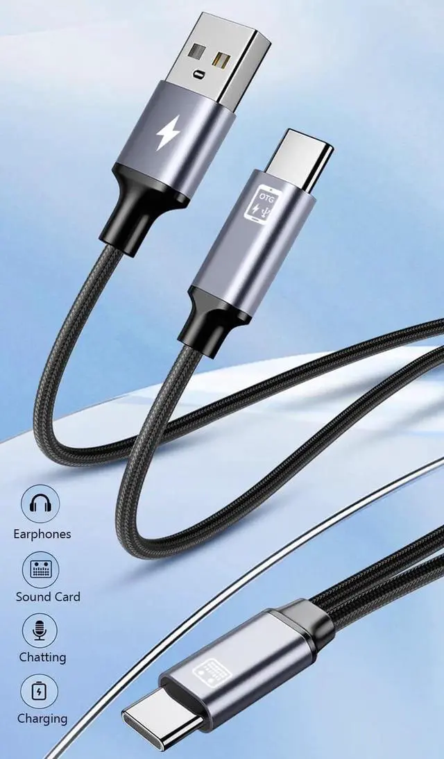 Alt view image 2 of 6 - USB C OTG Cable with Power 2 in 1 USB-C Male to USB A Y Charging Cord and Type-C Y Audio Splitter Cable Compatible with MacBook Pro iPhone 15 Sound Card for Live Streaming/Live Broadcast