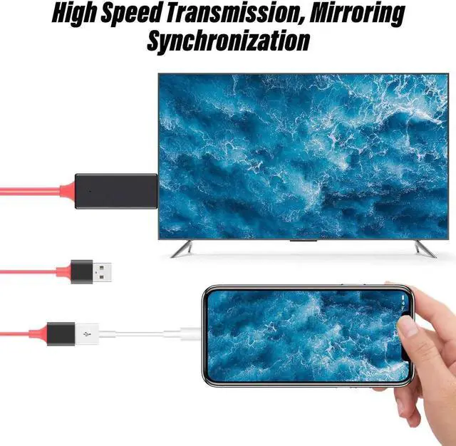 Alt view image 5 of 7 - JAENFONG USB to HDTV Cable Wire Dongle - HDMI Male to USB Female 1080P HDTV Mirroring Cable for Phone/Pad/S9/S8/Note 8 and More Streaming Sharing (Red)