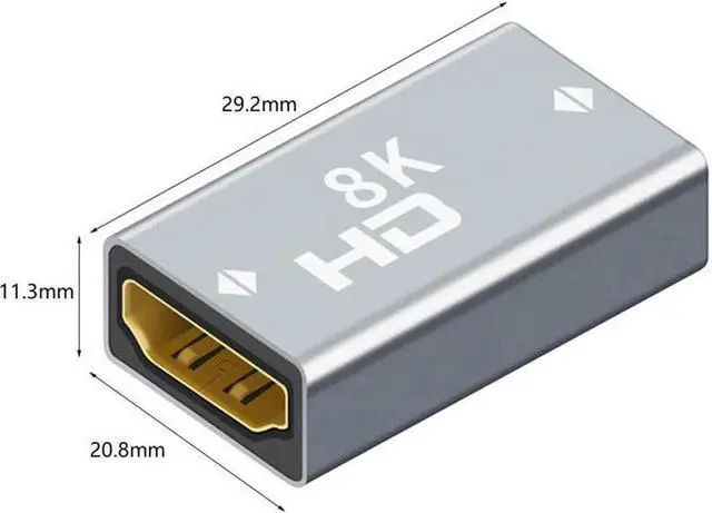 Alt view image 2 of 7 - JAENFONG 2-Pack HDMI Aluminum Alloy Female to Female Adapter Coupler HDMI 2.1 Cable Extension Extender 8K@60Hz 4K@120Hz Black