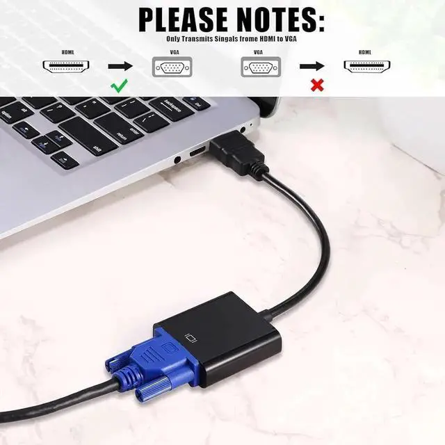 Alt view image 6 of 7 - JAENFONG 20 Pack HDMI to VGA Adapter Converter Bulk Gold Plated Black HDMI to VGA Cable Compatible with Raspberry Pi Computer Desktop Laptop Monitor HDTV Projector