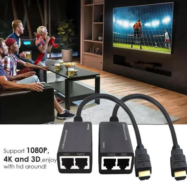 Alt view image 6 of 6 - JAENFONG HDMI Extender Over Cat5e/6 (1pair) HDMI to RJ45 Network HDMI Repeater Support 1080p UP to 30m/ 98ft for HDTV HDPC PS4 STB