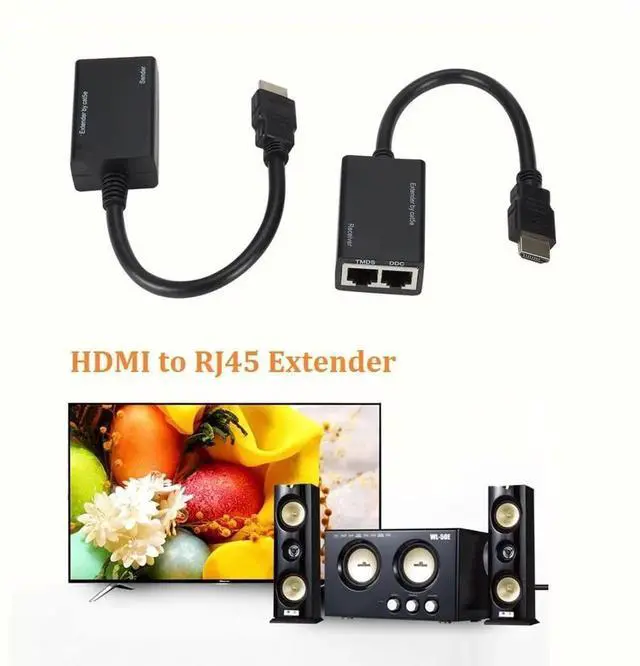 Alt view image 4 of 6 - JAENFONG HDMI Extender Over Cat5e/6 (1pair) HDMI to RJ45 Network HDMI Repeater Support 1080p UP to 30m/ 98ft for HDTV HDPC PS4 STB