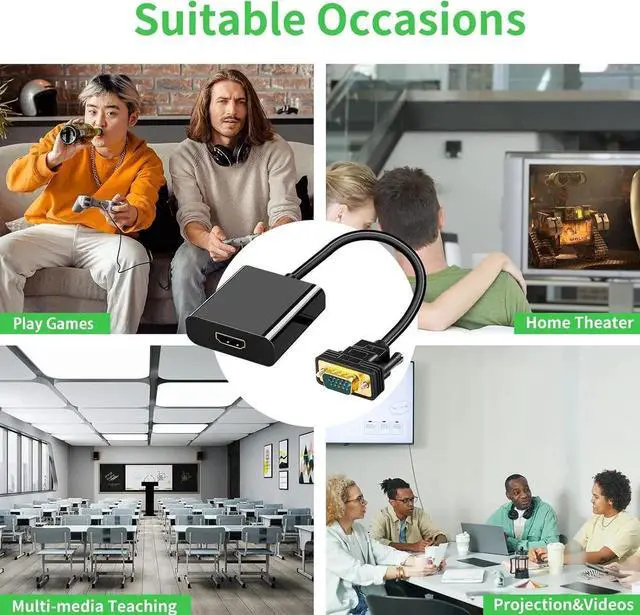 Alt view image 6 of 7 - JAENFONG VGA to HDMI Adapter Converter 15 Pin D-sub to HDMI Converter 1080P Full HD VGA Source Output to HDMI Host Input Video Dongle for Monitor Laptop HDTV PC (VGA Output to HDMI Input Irreversible)
