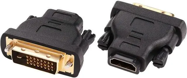 Alt view image 4 of 7 - JAENFONG DVI to HDMI Adapter DVI Male to HDMI Female Bi-Directional DVI-D Port Converter 4K 1080P Gold Plated Connector