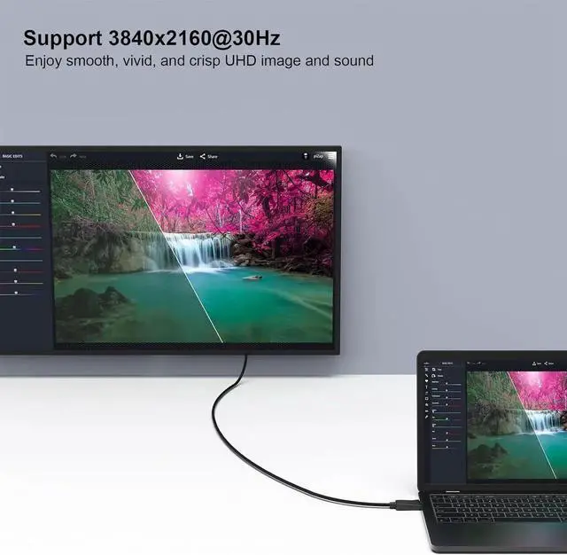 Alt view image 3 of 7 - JAENFONG 4K DisplayPort to HDMI 6 Feet Gold-Plated Cable Uni-Directional DP 1.2 Computer to HDMI 1.4 Screen DisplayPort to HDMI Adapter Male to Male Black