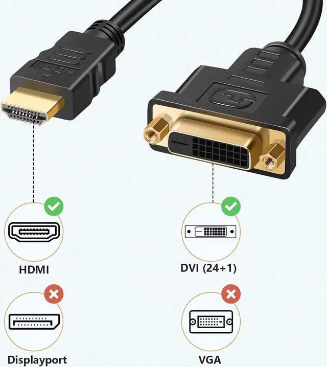 Alt view image 7 of 7 - JAENFONG HDMI to DVI Adapter Cable Bi-Directional HDMI Male to DVI-D (24+1) Female Converter Cord 1080P DVI to HDMI HD Video Adapter Wire for HDTV PC Xbox Blue-ray DVD A/V Receivers