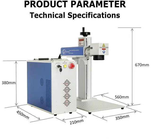 Alt view image 2 of 7 - LOYISIKE 50W Fiber Laser Engraver Machine Split Fiber Laser Deep Metal Marking Machine JPT LP+ Laser Source with Rotary Axis
