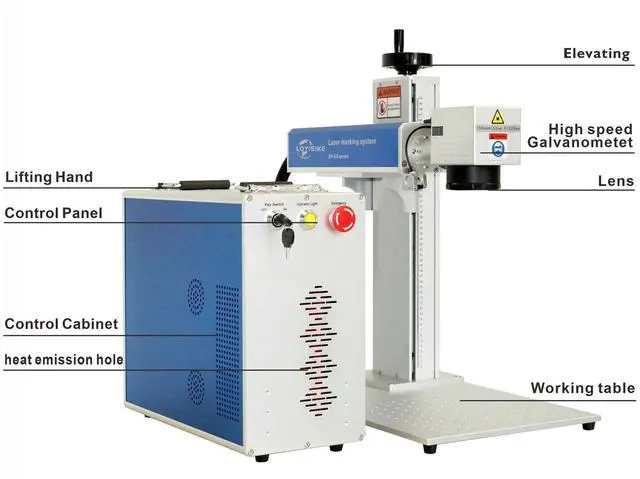 Alt view image 3 of 7 - LOYISIKE 50W Fiber Laser Engraver Machine Split Fiber Laser Deep Metal Marking Machine JPT LP+ Laser Source with Rotary Axis