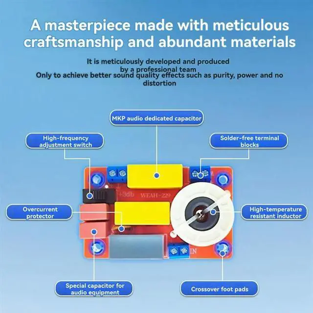 Alt view image 7 of 7 - 2 Way Audio Speaker 100W Crossover Treble Bass Module Audio Speaker Frequency Divider Adjust Bookshelf Speaker Filter
