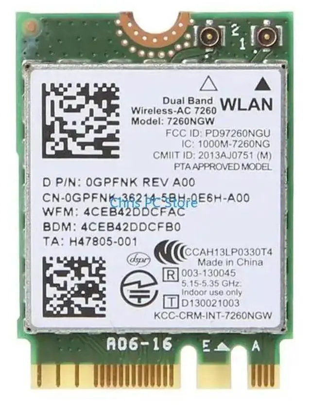 Alt view image 6 of 7 - 7260NGW Wireless Notwork Card 7260 NGFF 150Mbps 802.11ABGN/AC for Laptop