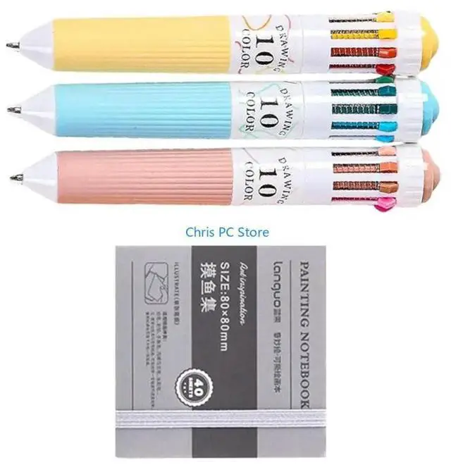Alt view image 7 of 7 - Multicolor Pen 0.8mm Writing Pen 10 Colors Retractable Ballpoint Pen For Student