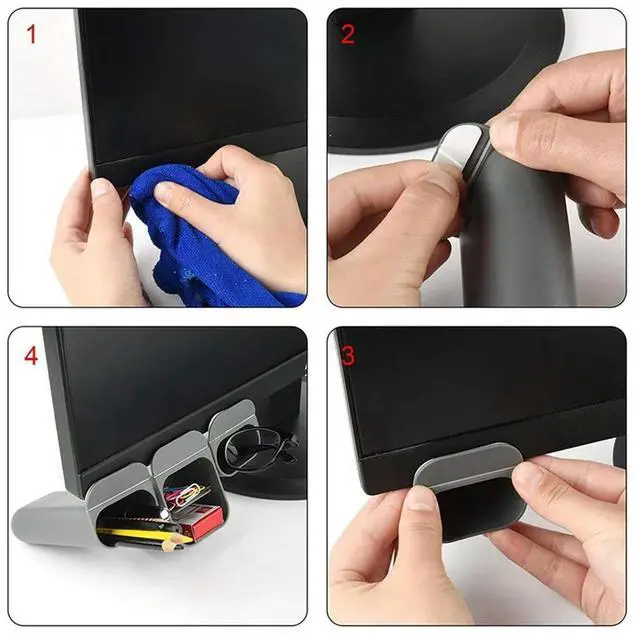 Alt view image 7 of 7 - Pasteable Pc Screen Pen Holder Desktop Boxes Desk Pen Pencil Organizer Office School