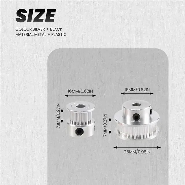 Alt view image 4 of 6 - 2 Sets GT2 Timing Belt Idler Pulley Aluminum Synchronous Wheel Kit For 3D Printer CNC Mechanical Drive