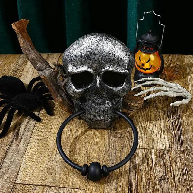 Alt view image 4 of 4 - Halloween Door Bell Skull Haunted Doorbell with Sound Light-Up Eyeball Scary Halloween Party Props for Front Door A