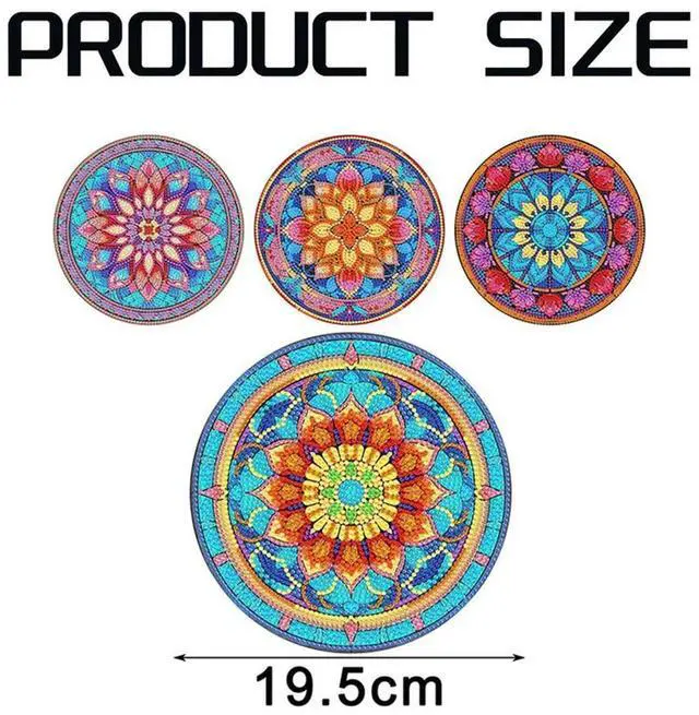 Alt view image 4 of 4 - 4Pcs DIY Diamond Art Painting Placemat Round Non-Slip Acrylic Table Mats For Table Decor Easy To Use A