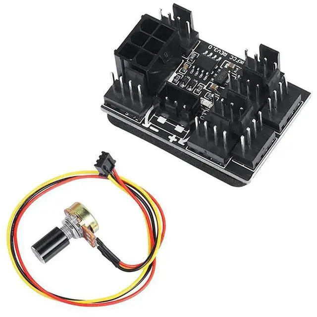 Main image of 4X 3 Pin 4 Pin Fan Adapter PWM PC Chassis Cooling Fan Hub Governor 8 Way Splitter 12V Speed Controller With 6Pin Port