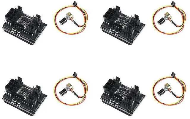 Alt view image 4 of 4 - 4X 3 Pin 4 Pin Fan Adapter PWM PC Chassis Cooling Fan Hub Governor 8 Way Splitter 12V Speed Controller With 6Pin Port