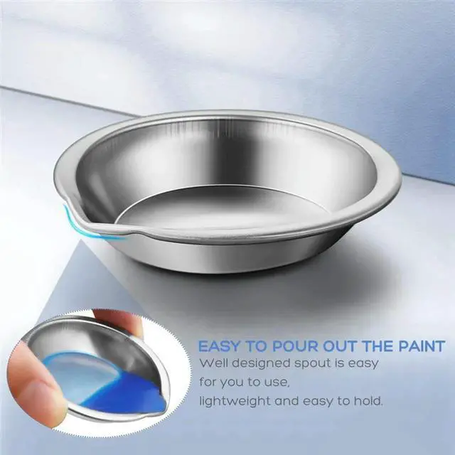 Alt view image 4 of 4 - 60Pcs Makeup Palette Stainless Steel Small Round Paint Tray Artist Watercolours Paint Mixing Palette Tray For Artist