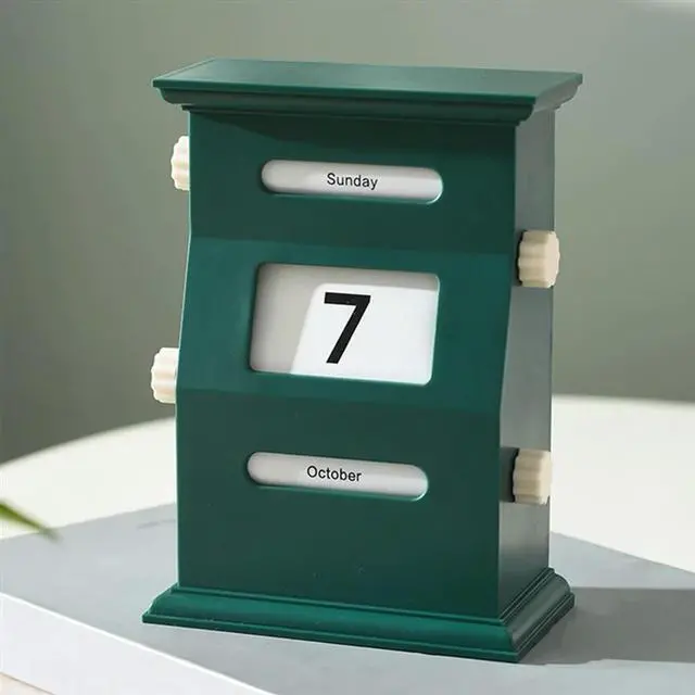 Alt view image 2 of 4 - Calendar Desk Retro Calendar Blocks Desk Date Display Desk Decorations Desktop Decor Date Blocks