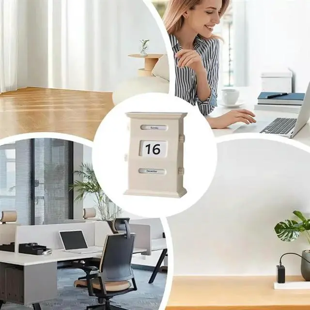 Alt view image 4 of 4 - Calendar Desk Retro Calendar Blocks Desk Date Display Desk Decorations Desktop Decor Date Blocks