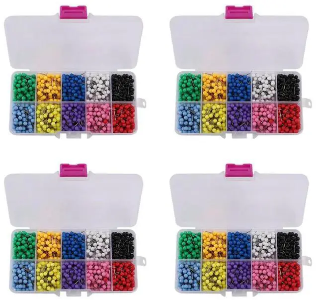 Main image of 4000 Pcs Map Tacks Push Pins Plastic Head With Steel Point Cork,Board Safety Colored Thumbtack Office School Supply