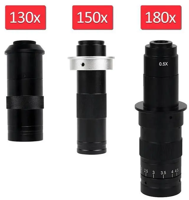 Alt view image 4 of 4 - Magnification Adjustable 130X Zoom C Mount Lens 0.7X-4.5X Magnification For USB Industry Video Microscope Camera Easy Install