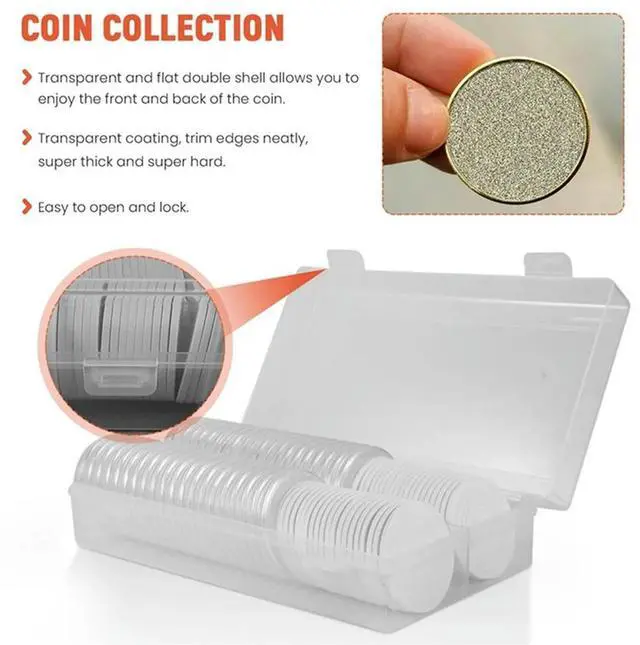 Main image of 4Set 46 Mm Coin Capsules Plastic Round Coin Holder Case And 7Sizes (16/20/25/27/30/38/46Mm) Protect Gasket