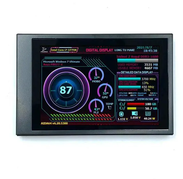 Alt view image 4 of 4 - 3.5 Inch Screen Auxiliary 2 Usb-C Ports Display Screen Monitor 320x480 AIDA64 H35PRO for Raspberry Pi Computer ITX PC Case