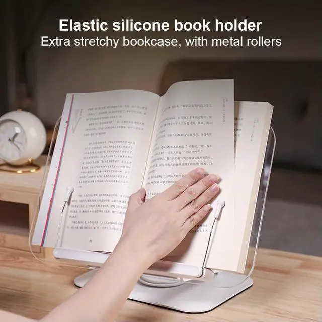 Alt view image 4 of 4 - Acrylic Book Stand for Reading Adjustable Book Holder with 360 Degree Rotating Base Cookbook Stand for Laptop Recipe Textbook