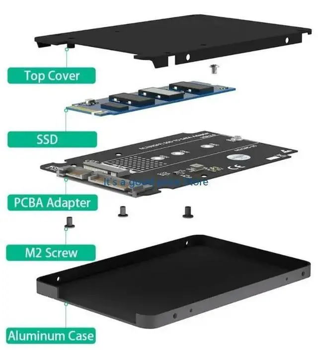 Alt view image 7 of 7 - Adapters to 2.5" SATA3.0 Enclosure M.2 Key B SSDs to 2.5" SATA3.0 Adapters
