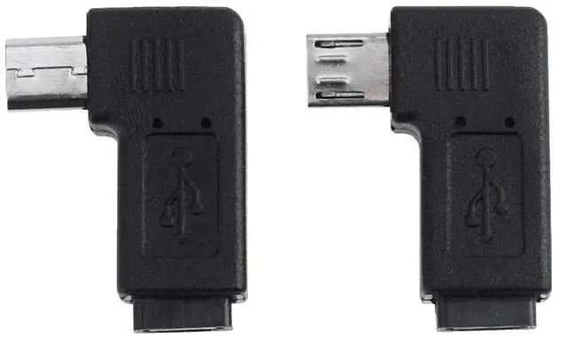 Alt view image 6 of 7 - 2Pcs Micro USB Female To Micro USB Male Connector Left Right Right Angled 90 Degree Micro USB To Micro USB Adapter Plug
