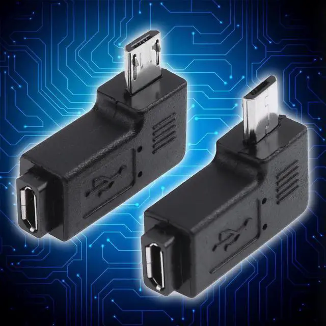 Alt view image 7 of 7 - 2Pcs Micro USB Female To Micro USB Male Connector Left Right Right Angled 90 Degree Micro USB To Micro USB Adapter Plug