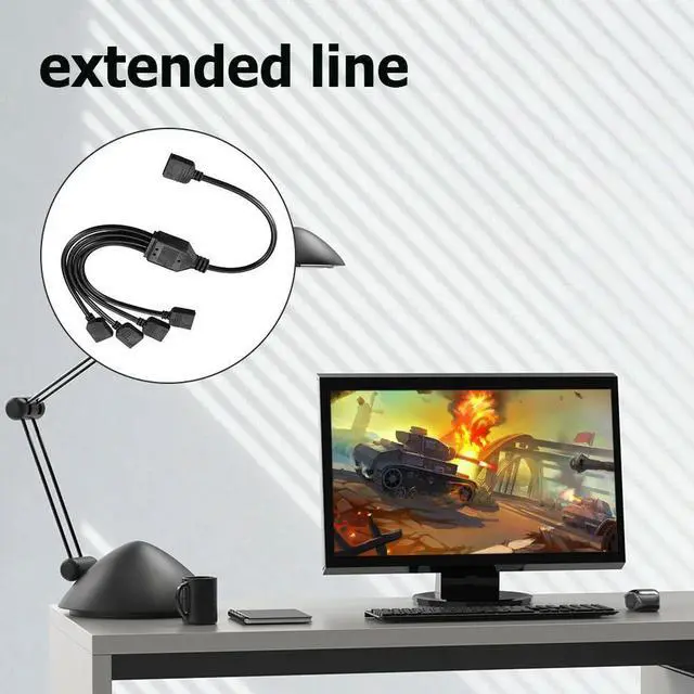 Alt view image 7 of 7 - 1 To 4 4pin Extension Cable 12V 30cm Rgb Connector Computer Accessories Rgb Splitter Adapter for Aura Led Light Bar for /