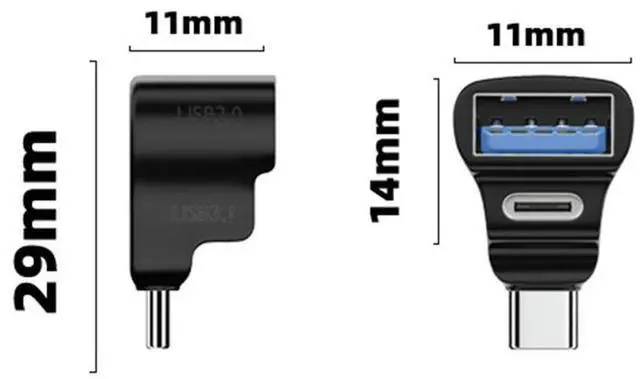 Alt view image 6 of 7 - 1 To 2 USB-C To USB-C USB-A Adapter 20Gbps USB-C Male To USB-C USB-A Female Adapter 8K 60HZ 180 Degree U-shaped for STEAM DECK