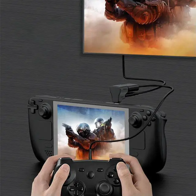 Alt view image 7 of 7 - 1 To 2 USB-C To USB-C USB-A Adapter 20Gbps USB-C Male To USB-C USB-A Female Adapter 8K 60HZ 180 Degree U-shaped for STEAM DECK