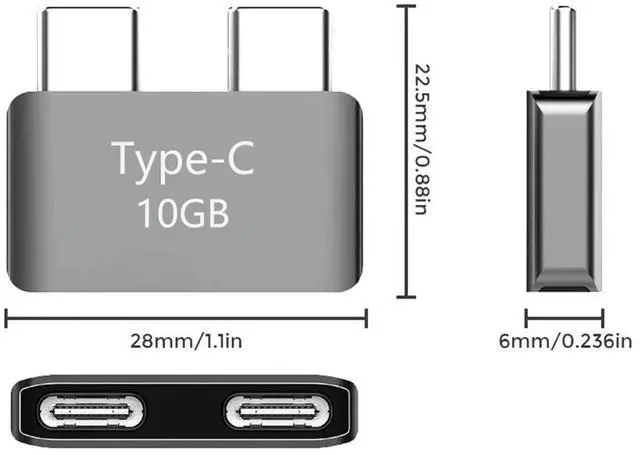Alt view image 6 of 7 - Dual Type-C Short Extender USB Male to Female Extension Adapter for MacBook Pro