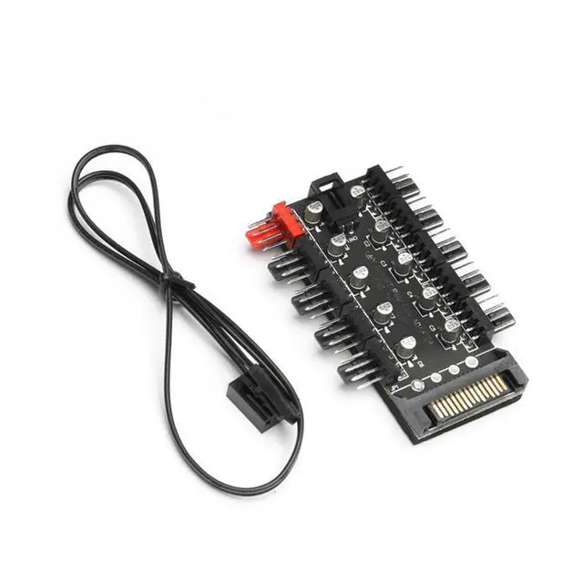 Alt view image 5 of 7 - Motherboard 1 to 10pin Fan 4 Pin PWM Fan HUB Splitter Extension Power Supply Socket PC Speed Controller Adapter Converter