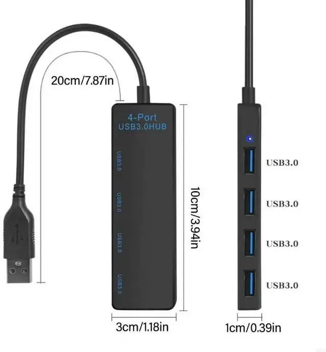 Alt view image 6 of 7 - Versatility 4Port USB3.0 Hub USB Splitter for Computers and TVs for Office Study Entertainment Use Highly Speed USB Hub
