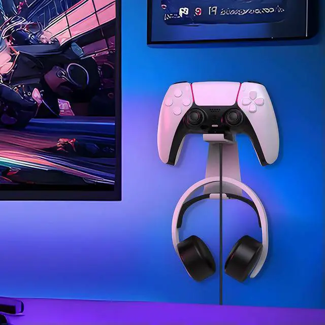 Alt view image 5 of 7 - Wall Mount Controller & Headset Holder Stable Space Saving for PS5 Slim/PS5 Console for 5 Slim/5