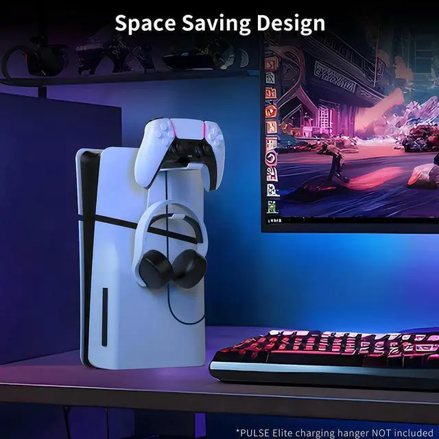 Alt view image 7 of 7 - Wall Mount Controller & Headset Holder Stable Space Saving for PS5 Slim/PS5 Console for 5 Slim/5