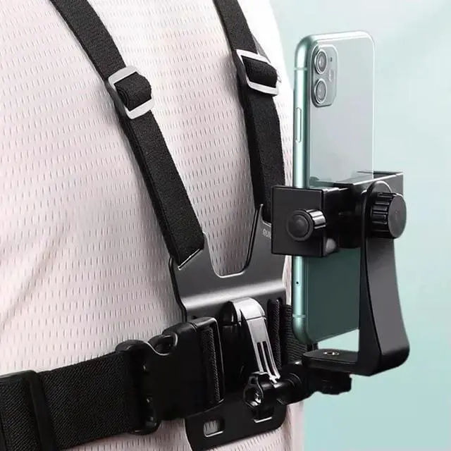 Alt view image 7 of 7 - Phone Chest Mount Harness Holder Adjustable Chesty Body Mount Vest & Body Holder for Most Cell Phones Action Cameras POV/VLOG