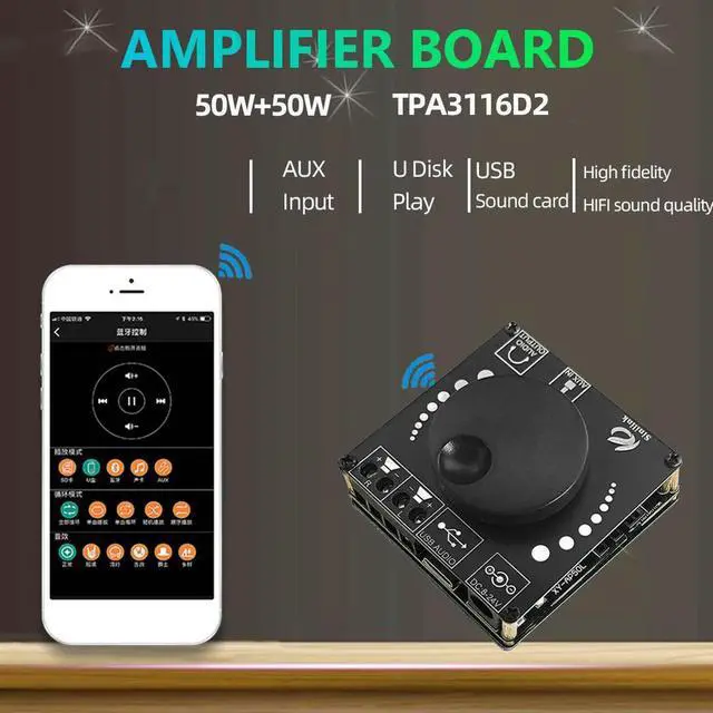 Alt view image 3 of 4 - XY-AP50L Bluetooth-compatible 5.0 Audio Stereo Amp HIFI Power Amplifier Board