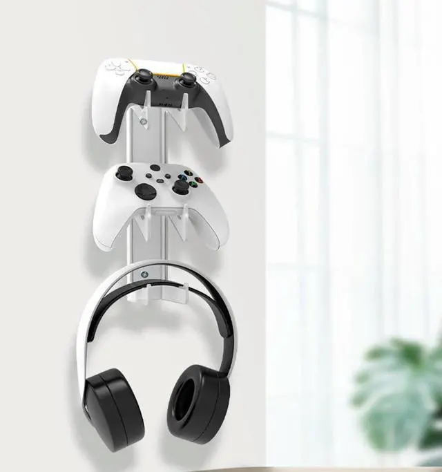 Alt view image 3 of 4 - Transparent Game Controller Bracket Mount Universal Wall Mounted Gamepad Headset Stand Space Saving Rack for PS4/Xbox
